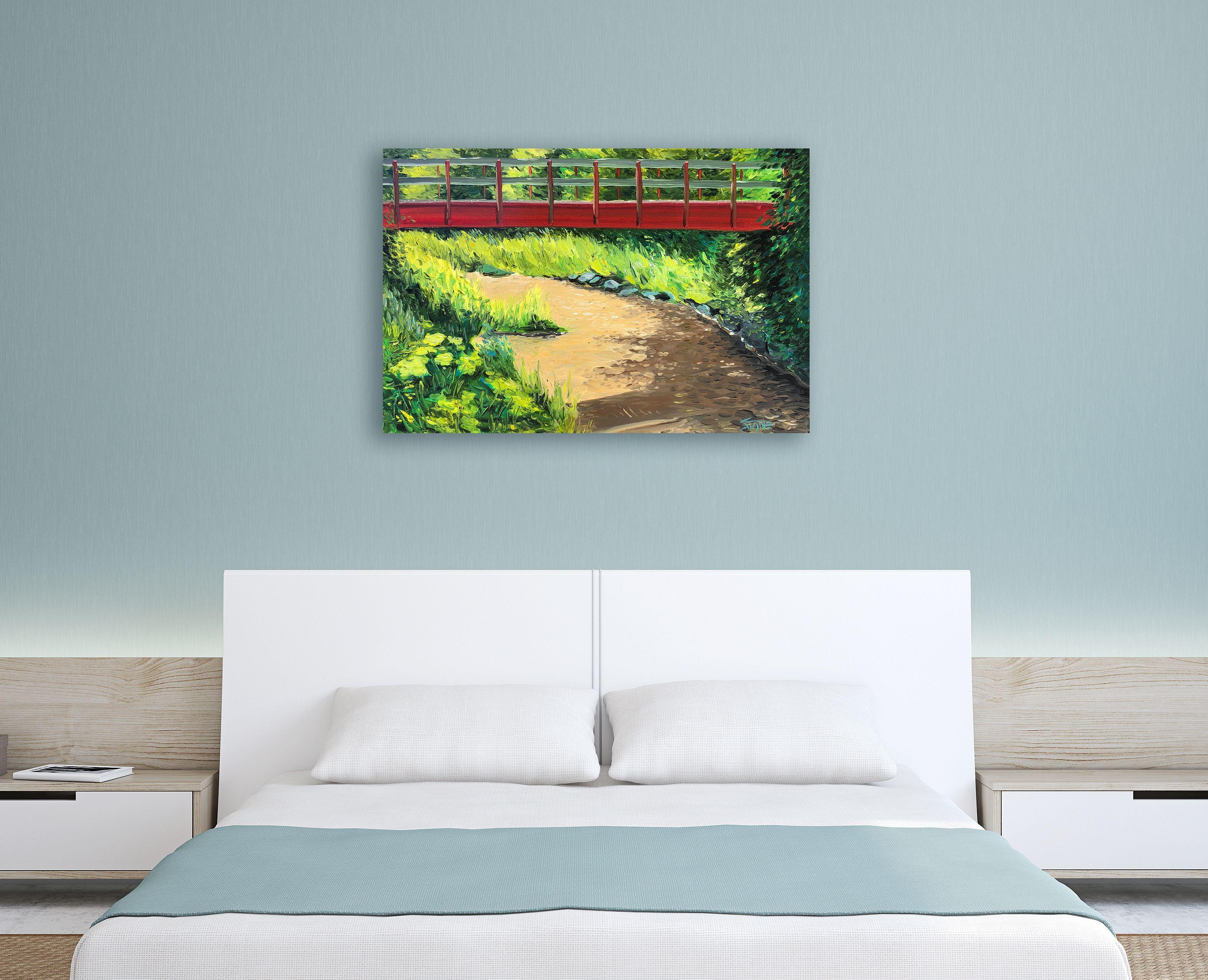 WHITE PINES BRIDGE, Painting, Oil on Canvas For Sale 3