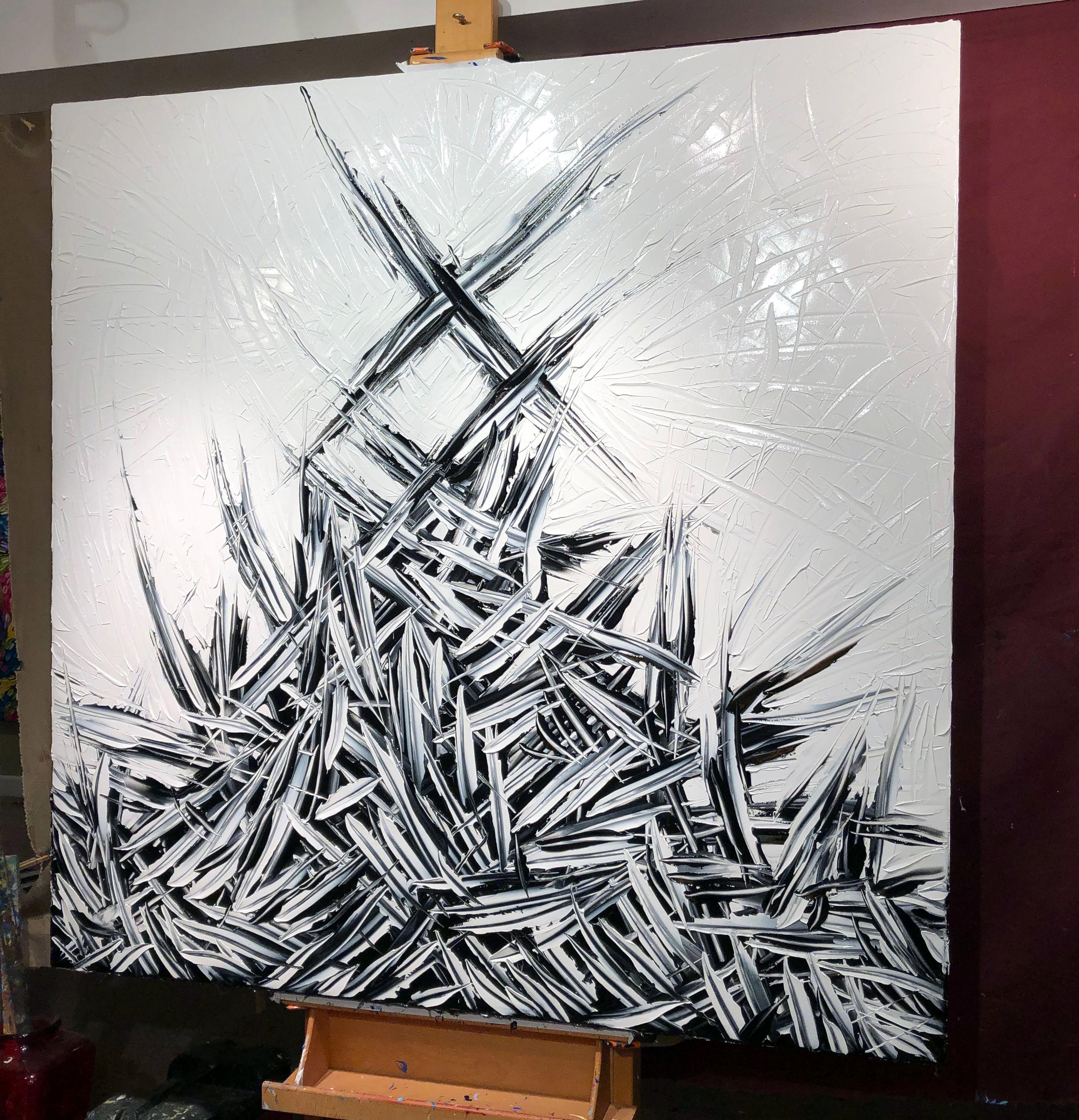 Frasi di tendenza in tempi strani. :: Pittura :: Astratta :: Questo pezzo viene fornito con un certificato ufficiale di autenticità firmato dall'artista :: Pronto da appendere: Yes :: Firmato: Yes :: Posizione della firma: in basso a destra :: Tela