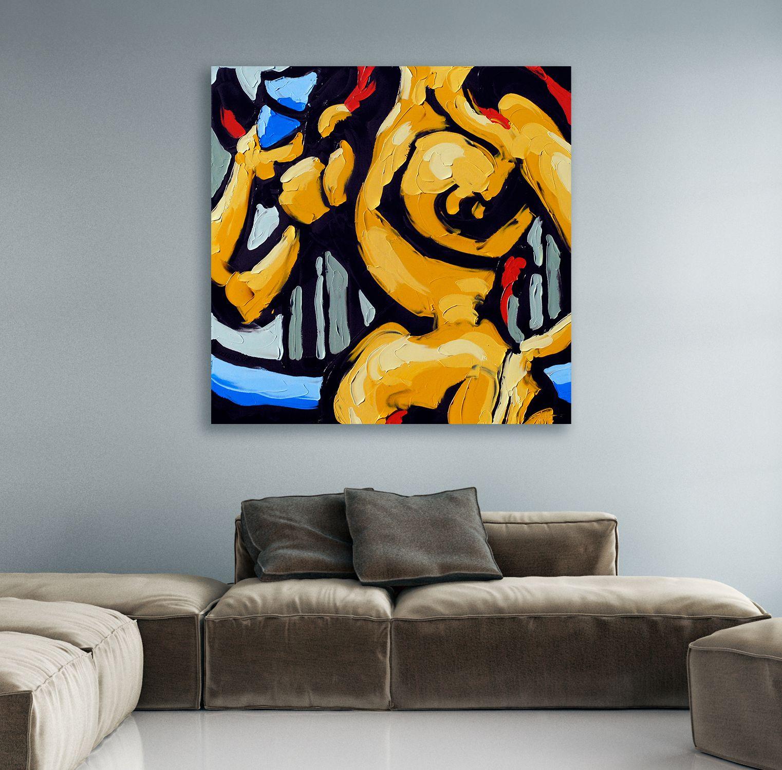 Appréciant un verre d'eau fraîche après un bain chaud : : Peinture : : Expressionnisme : : Cette pièce est accompagnée d'un certificat d'authenticité officiel signé par l'artiste : : Prêt à être accroché : Oui : : Signé : Oui : : Emplacement de la