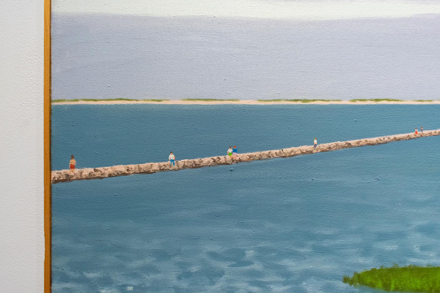 Male in Cape Cod Landscape (Contemporary Oil Painting of Figure on a Dock) 1