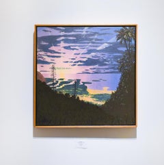 Maracaibo Twilight (Colorful Venezuelan Landscape Painting on Canvas, Framed)