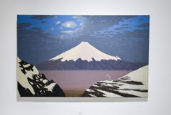 Blick auf das Cotopaxi (Zeitgenössisches Öl-Landschaftsgemälde mit blauem Himmel und Vulkan)