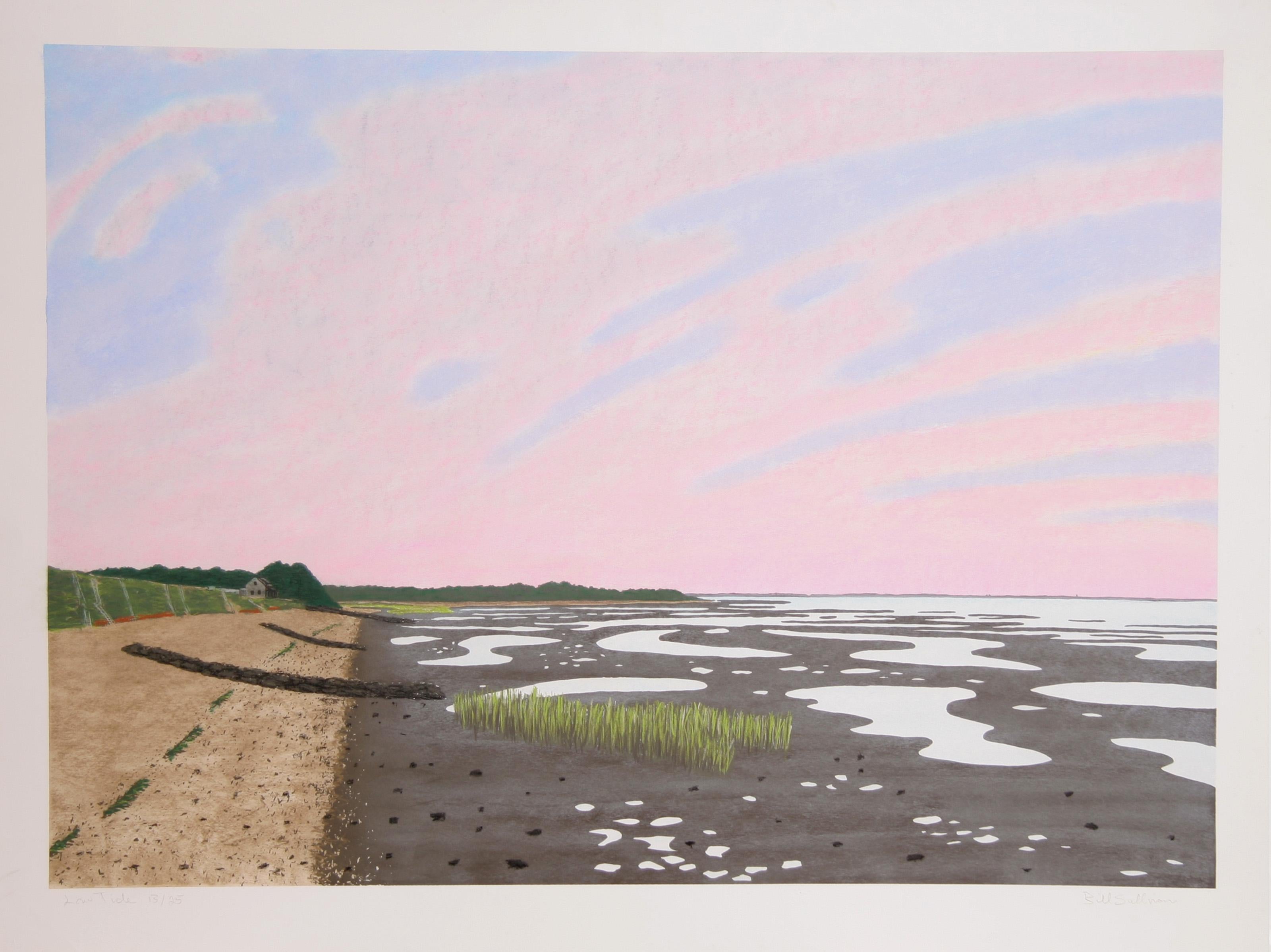 Low Tide 13, Impressionist Hand-Colored Lithograph by Bill Sullivan