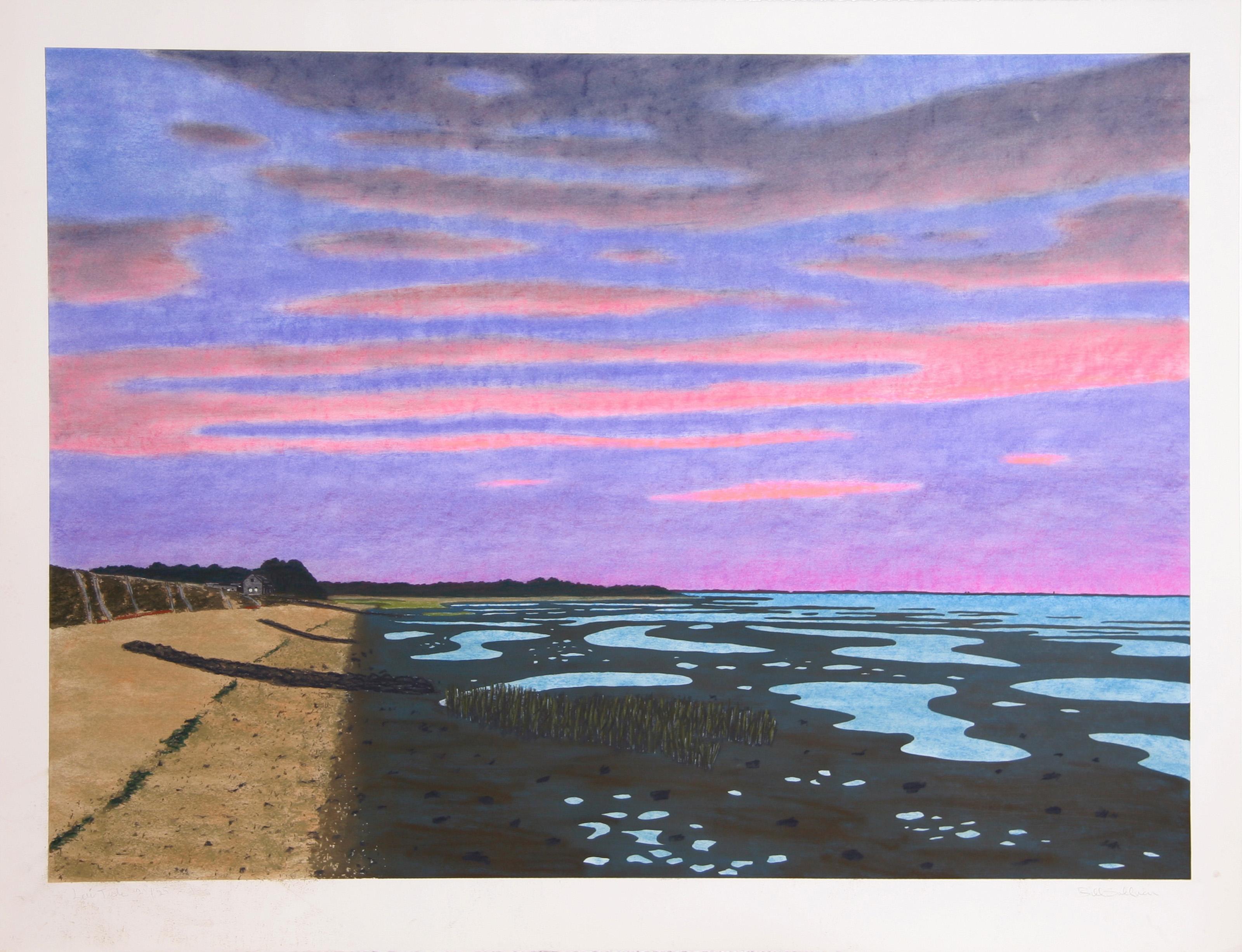Low Tide 21, litografia impressionista colorata a mano di Bill Sullivan