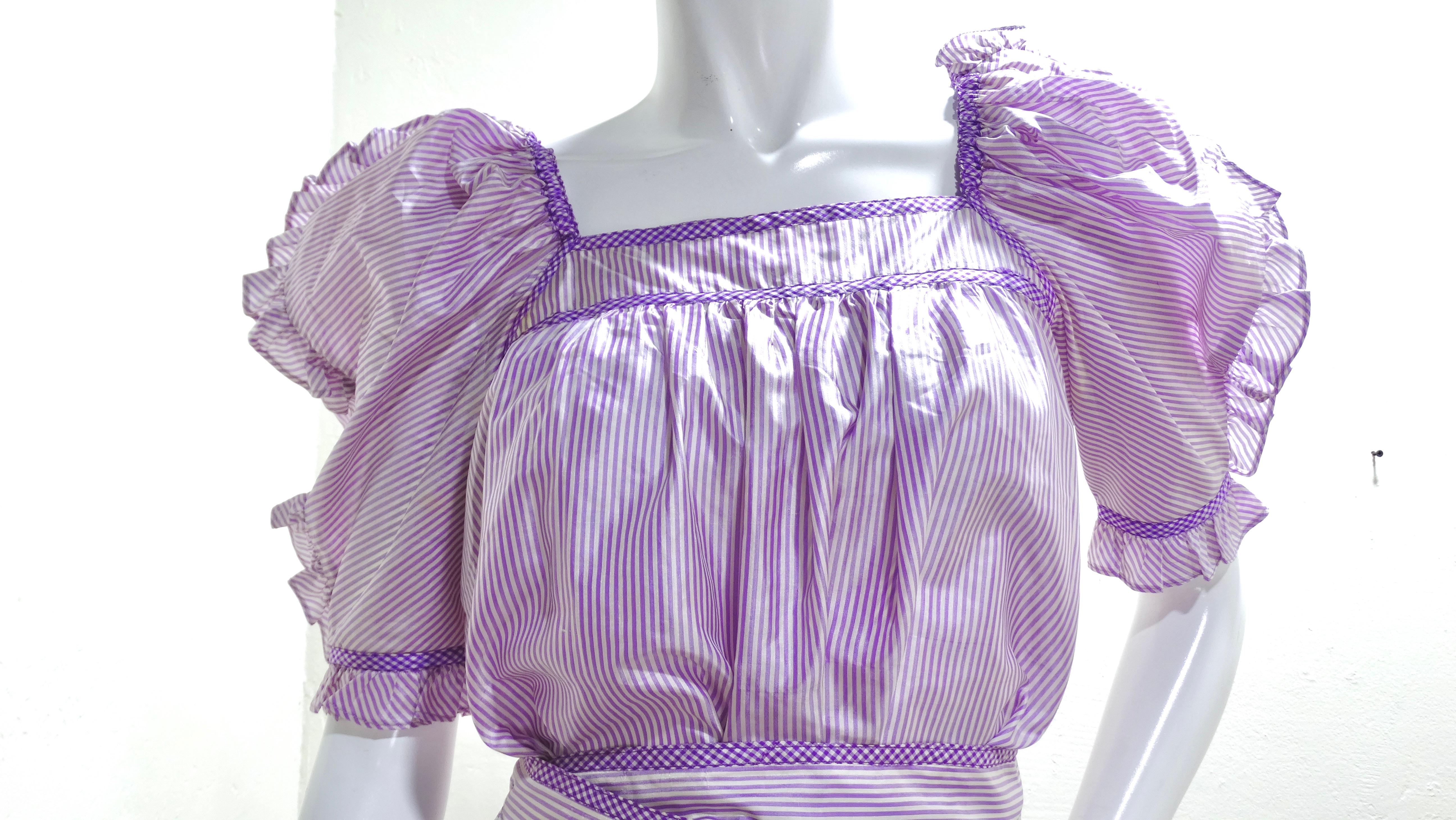 Bill Tice 1980's Balloon Sleeve Blouse and Wrap Skirt Set In Good Condition In Scottsdale, AZ