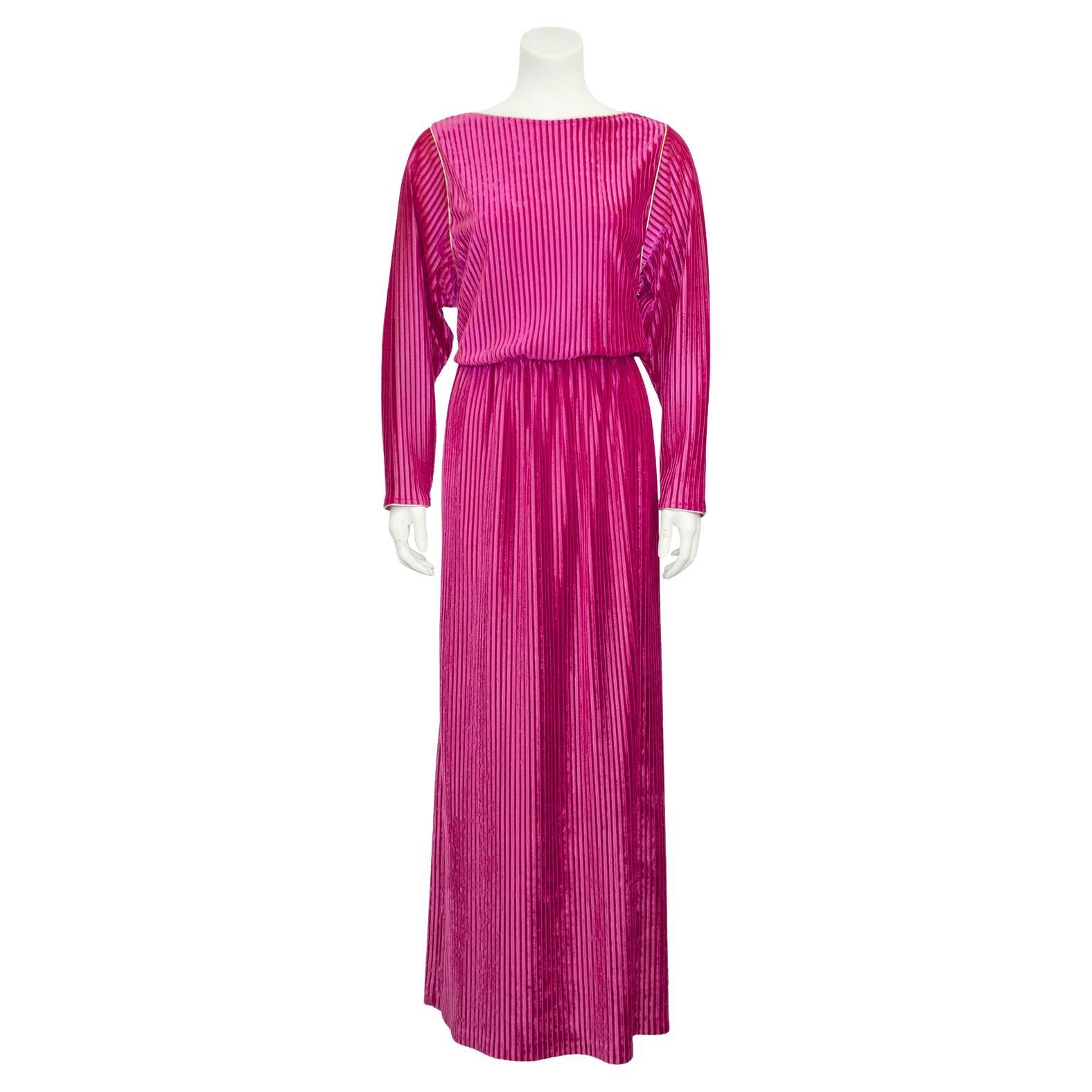 1980's Bill Tice Rose Velour Hostess Gown