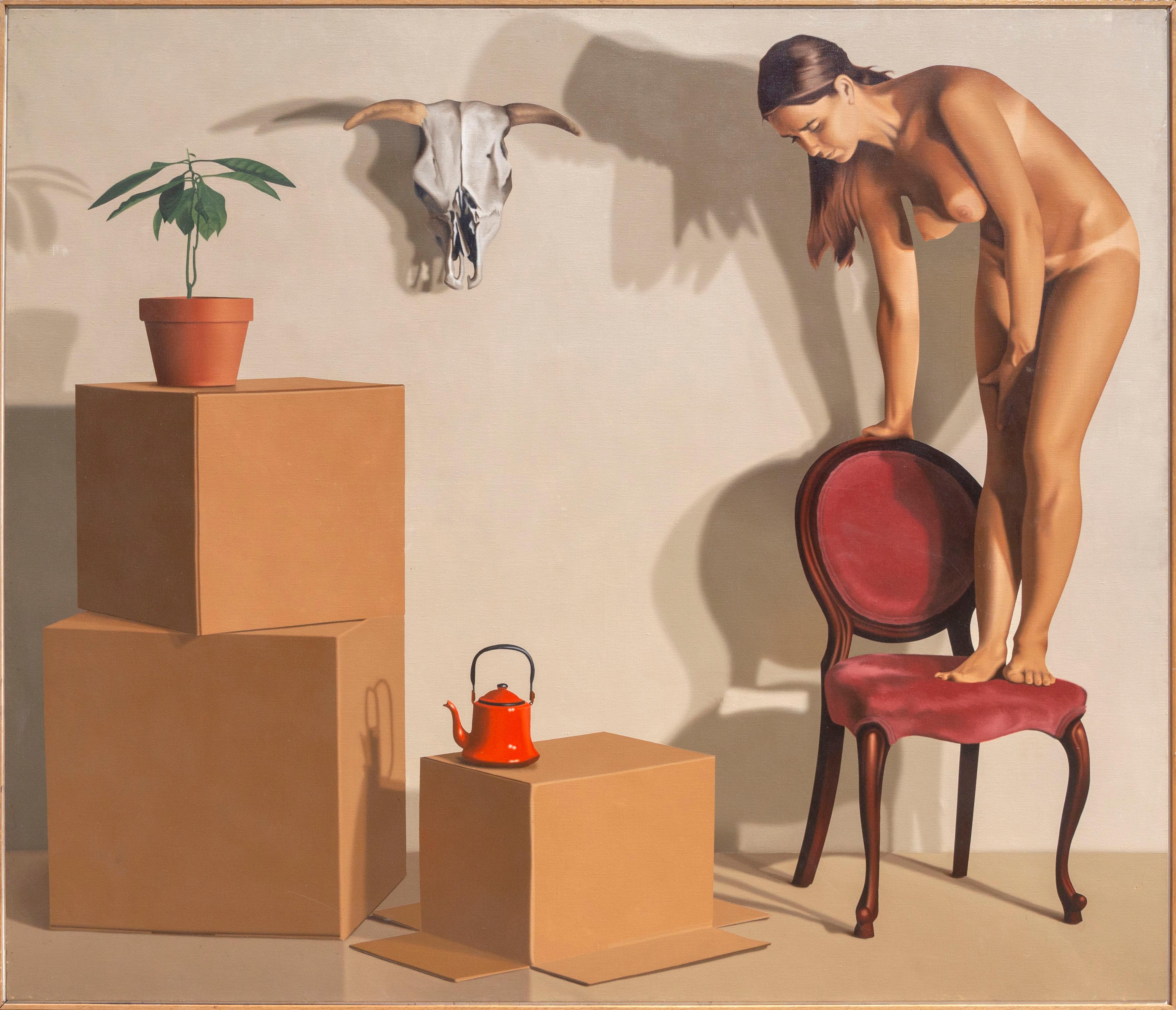 Artiste : Bill Wiman, américain (1940 - )
Titre : Girl in a Chair
Année : 1978
Moyen : Huile sur toile, signée
Taille : 82 x 83,5 in. (182,88 x 212,09 cm)
Cadre : 83 x 84.5 pouces