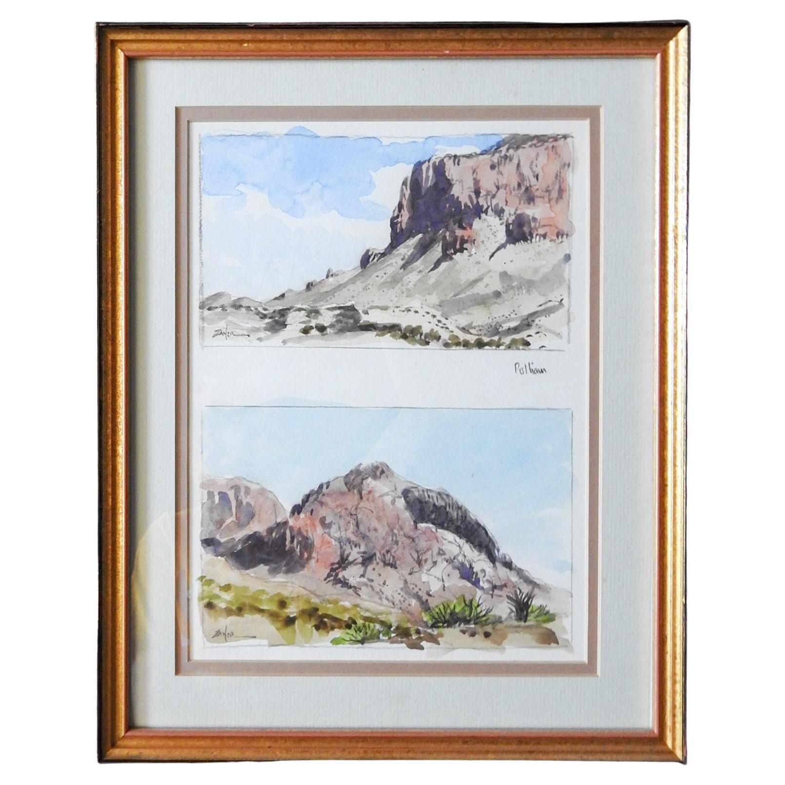 Bill Zaner Peinture à l'aquarelle Big Bend Pulliam Peak En vente sur