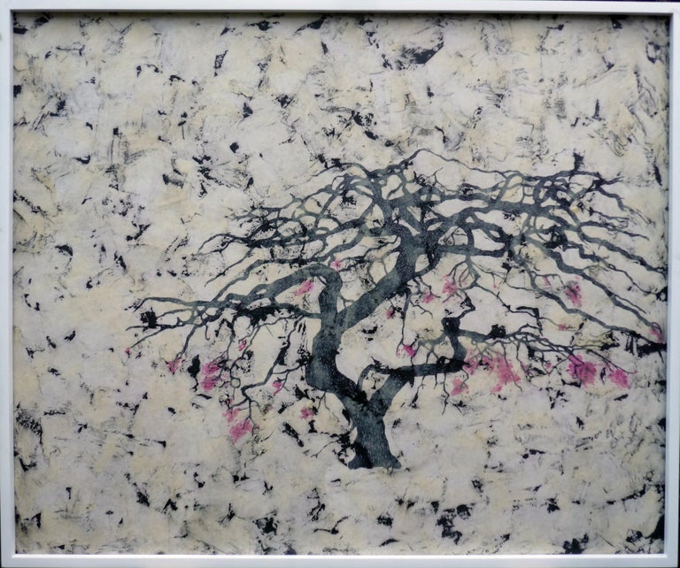 Ink on Kozuke paper glued to panel with beeswax glaze
Framed in a contemporary white wood frame
Image 40
