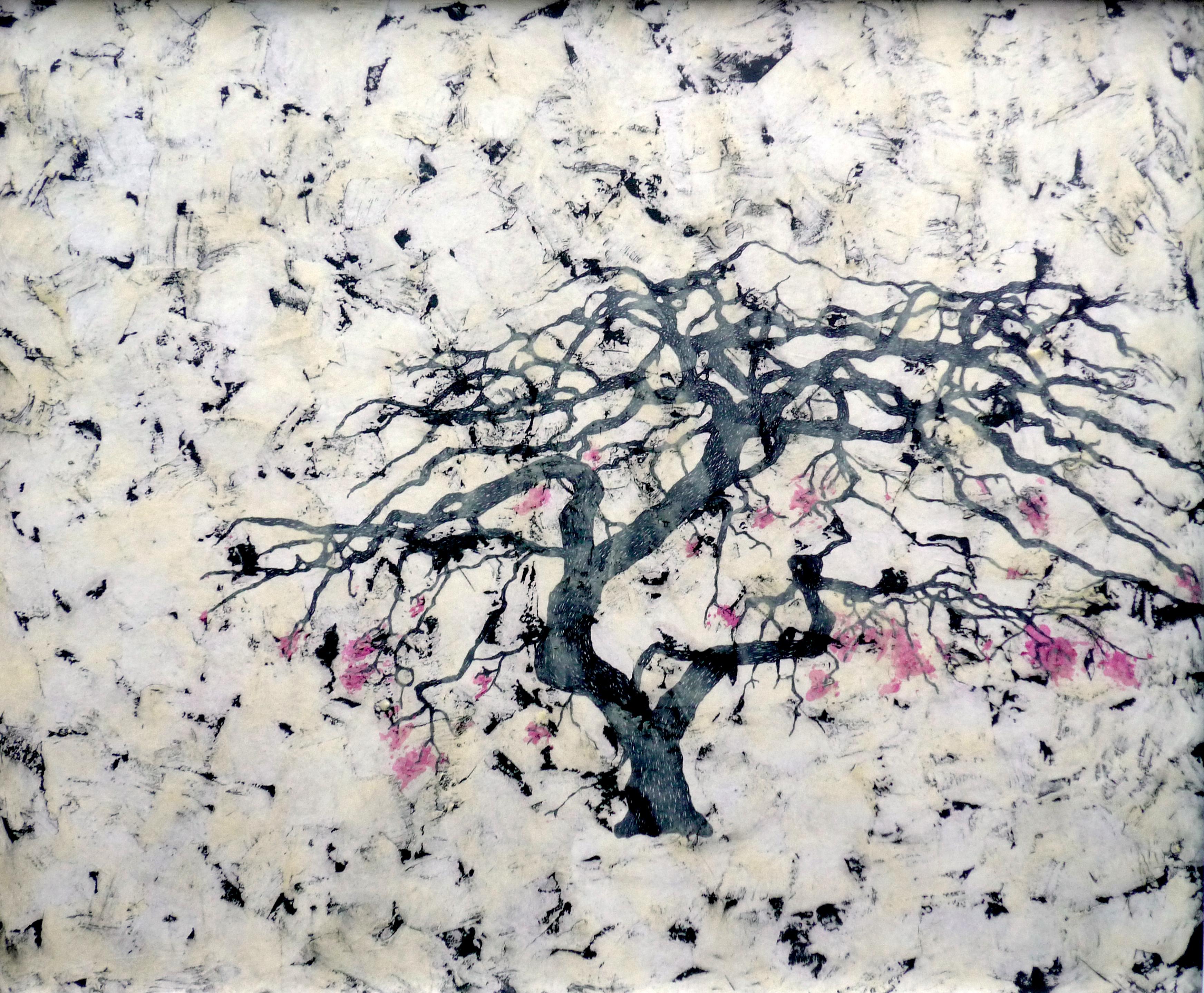 Grey Mares Tail:  Contemporary Ink on Japanese paper painting - Mixed Media Art by Bill Zima