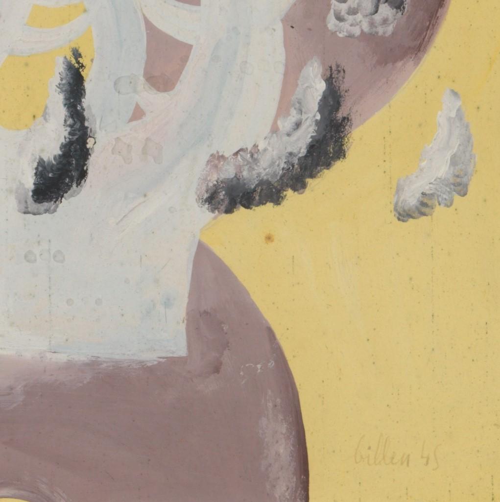 Paint Billen André, Gouache Tempera on Paper, Two Kongo Male Figures, 1944 For Sale