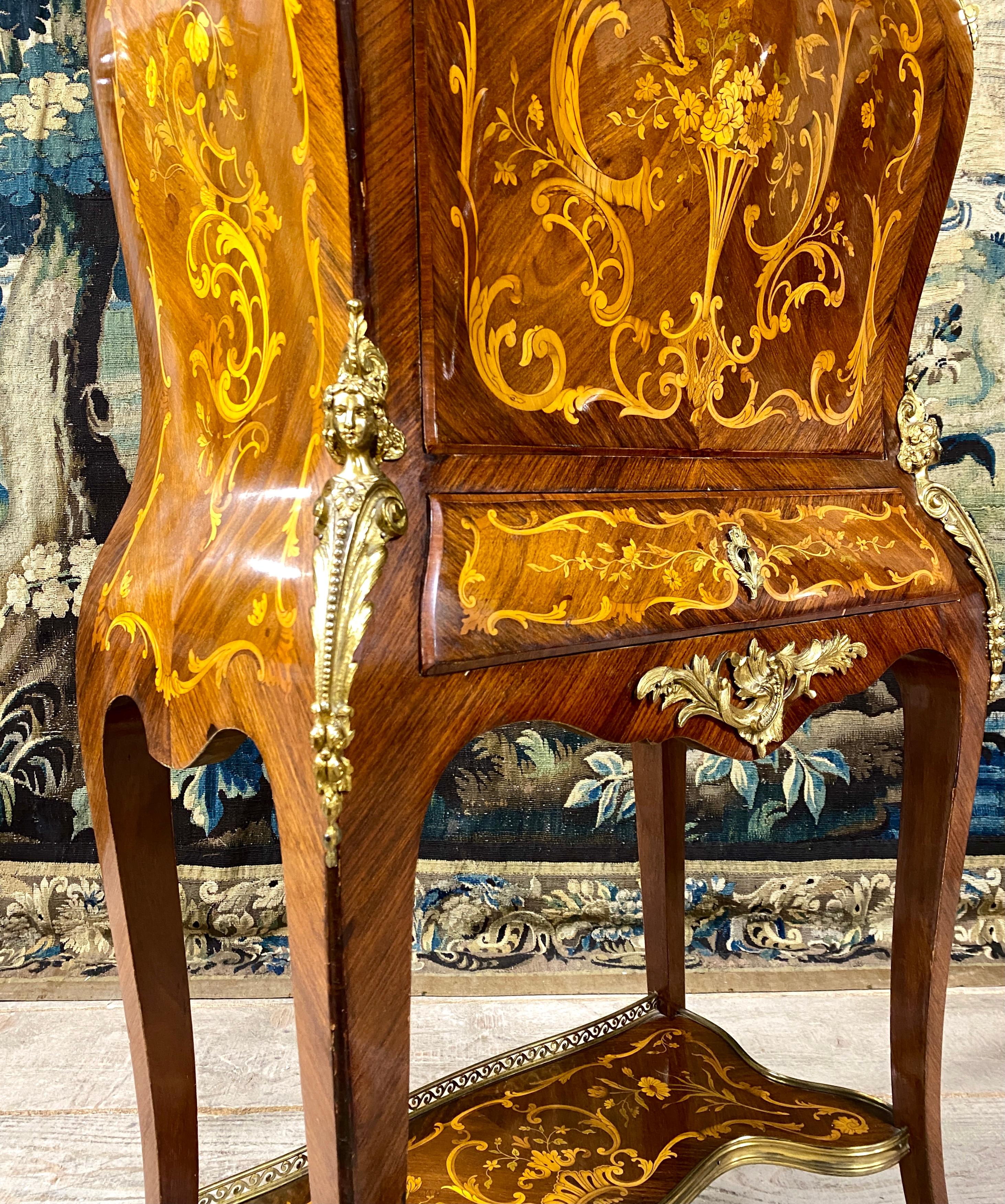 Français Billet Doux en marqueterie estampillé BASTET, époque Napoléon III