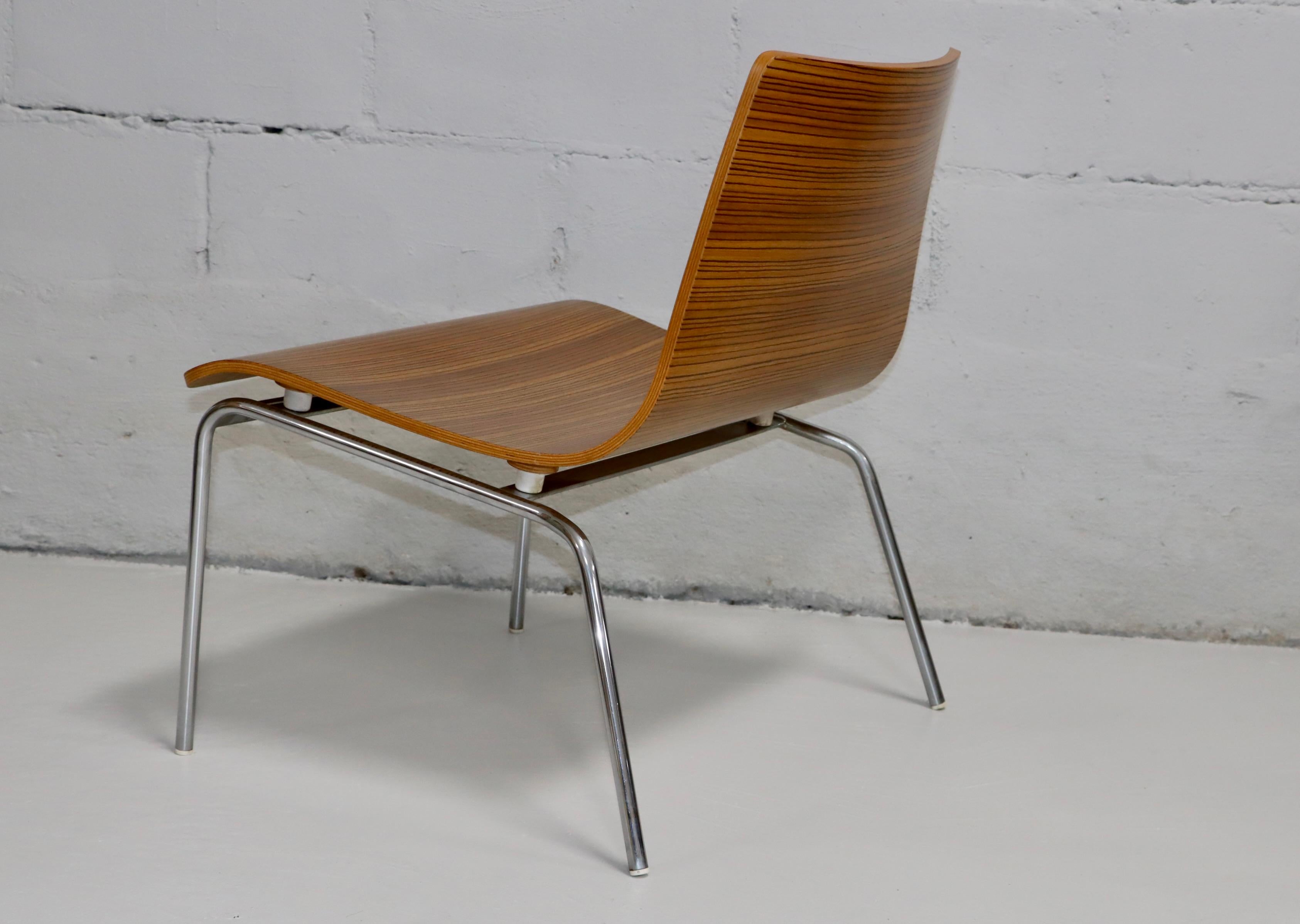 Billiani Zebra-wood And Chrome Slipper Chairs For Sale 4