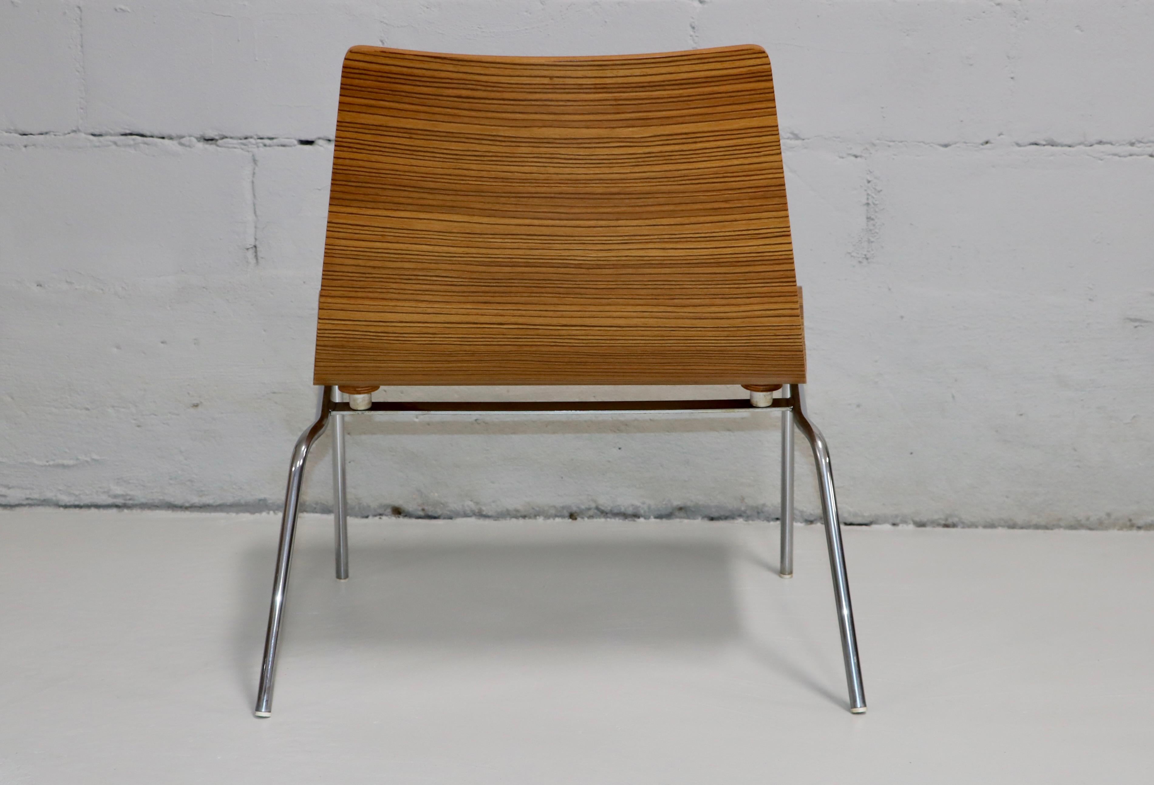 Billiani Zebra-wood And Chrome Slipper Chairs For Sale 5