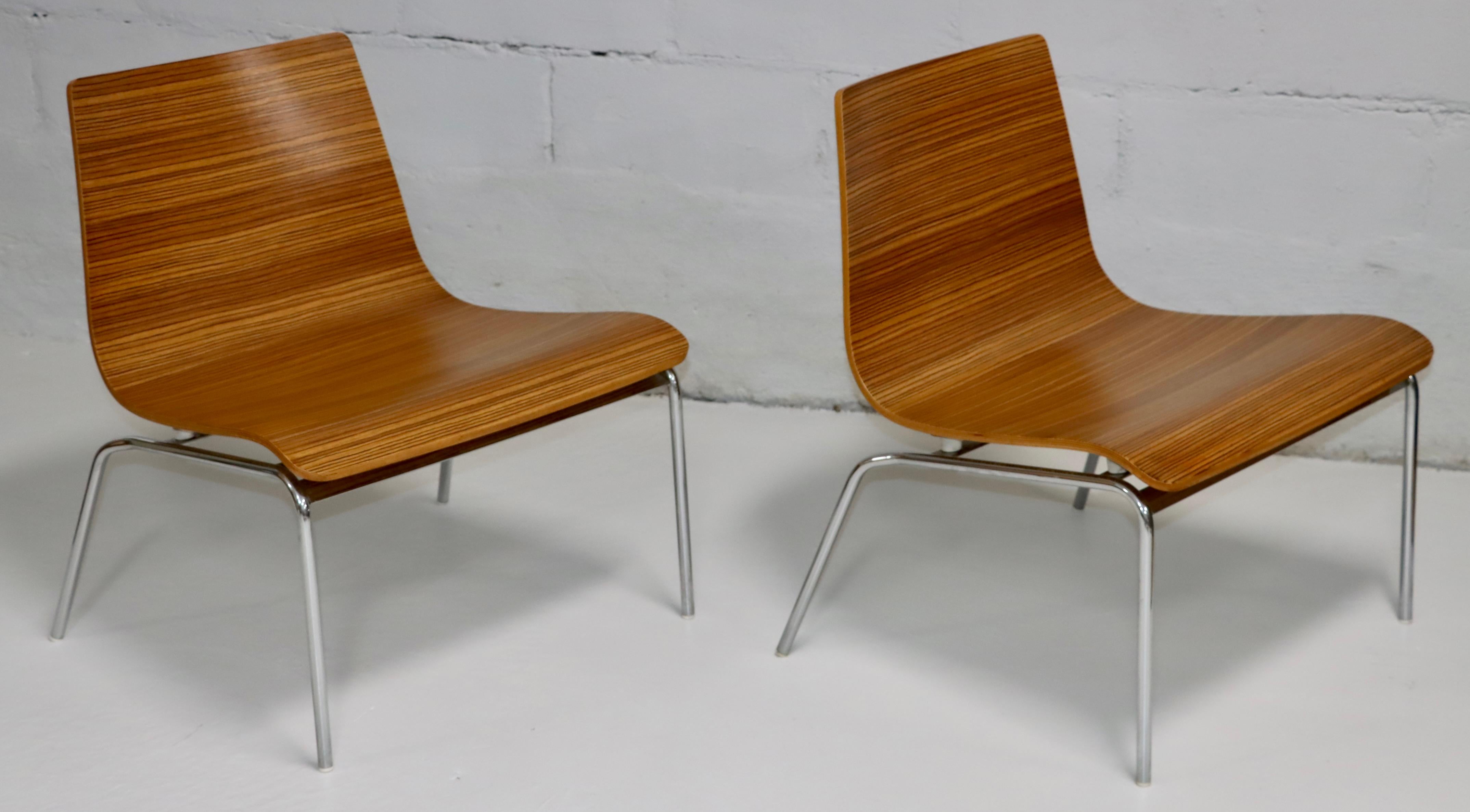 Mid-Century Modern Billiani Zebra-wood And Chrome Slipper Chairs For Sale