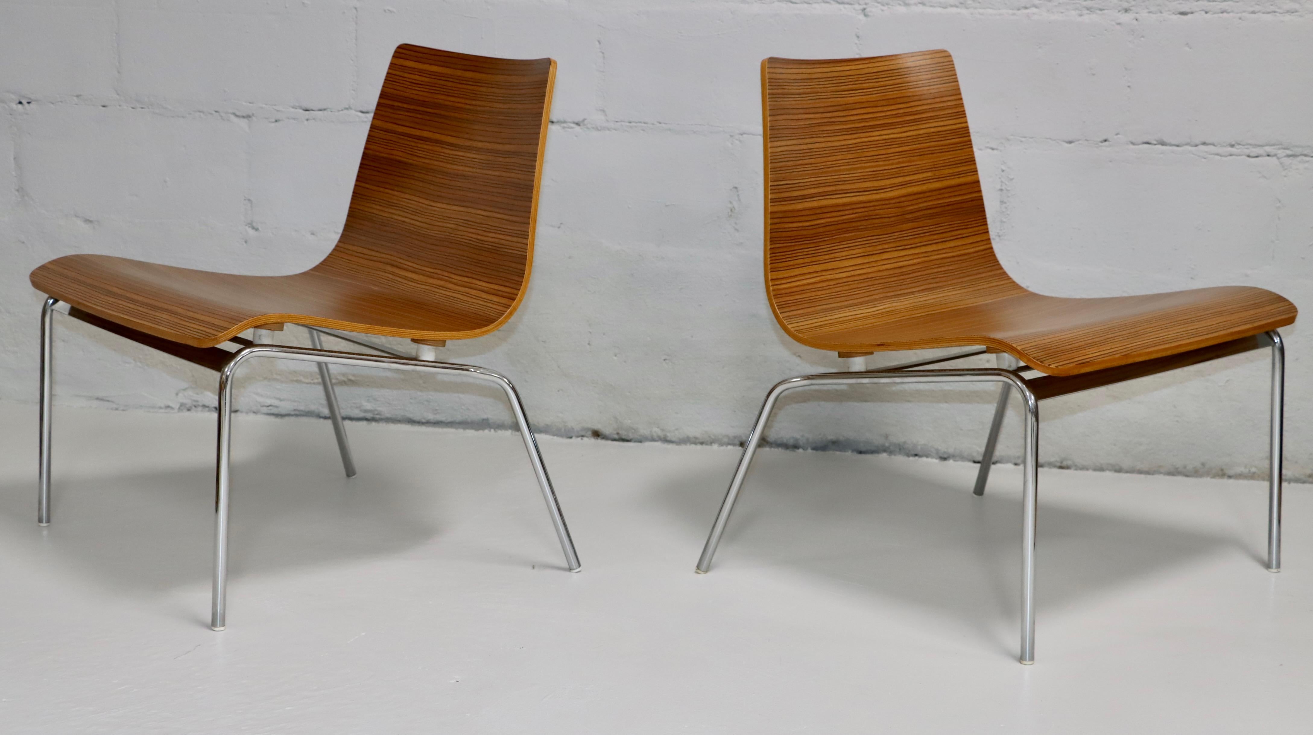 Italian Billiani Zebra-wood And Chrome Slipper Chairs For Sale