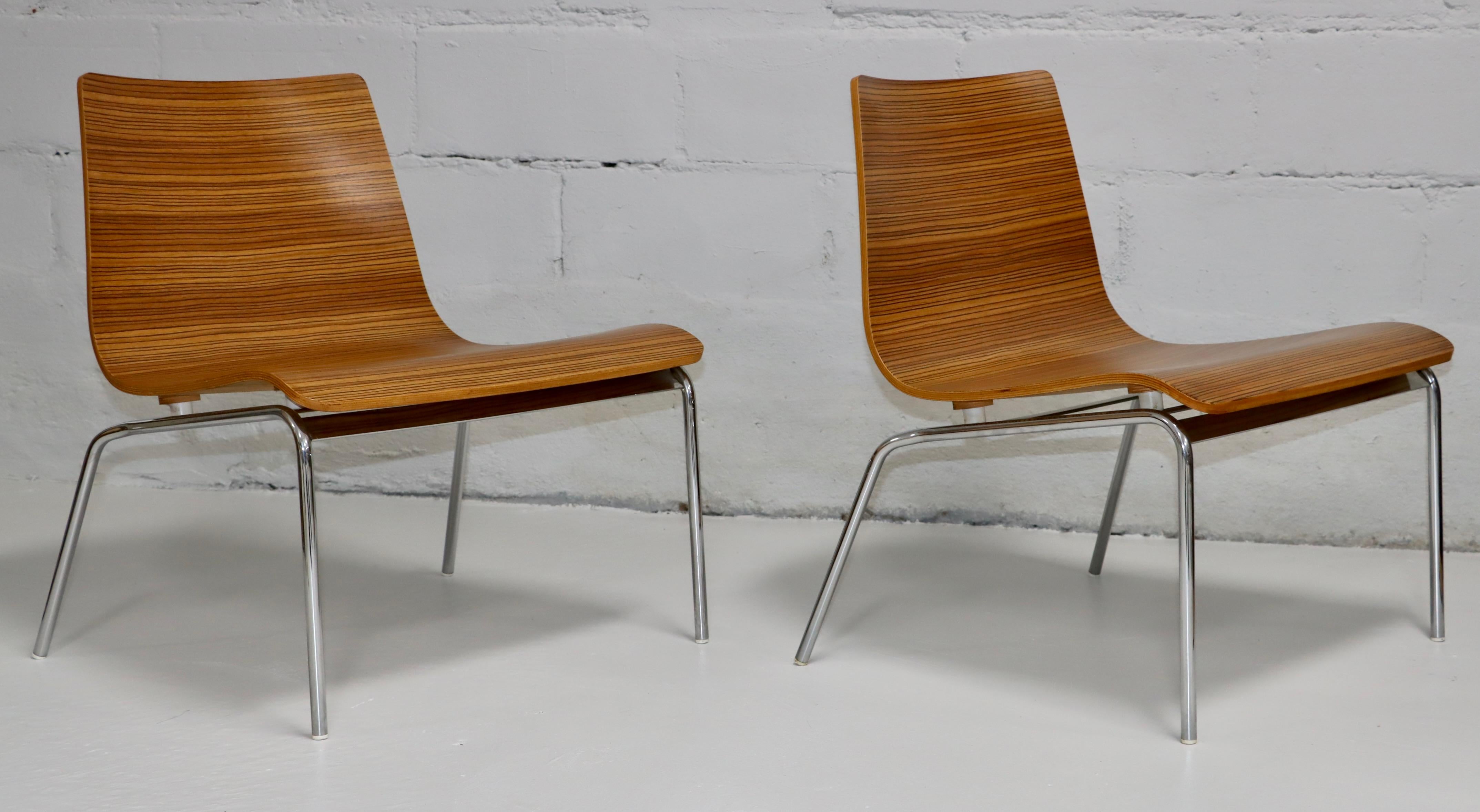 Billiani Zebra-wood And Chrome Slipper Chairs In Good Condition For Sale In New York, NY