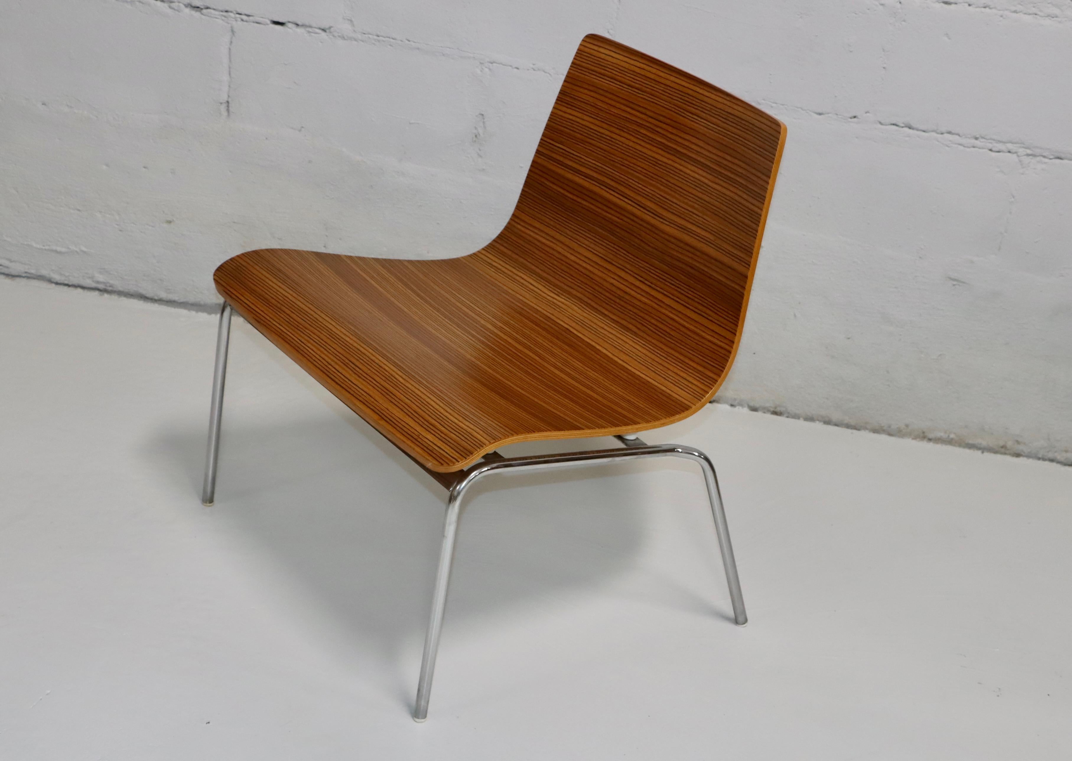 Late 20th Century Billiani Zebra-wood And Chrome Slipper Chairs For Sale