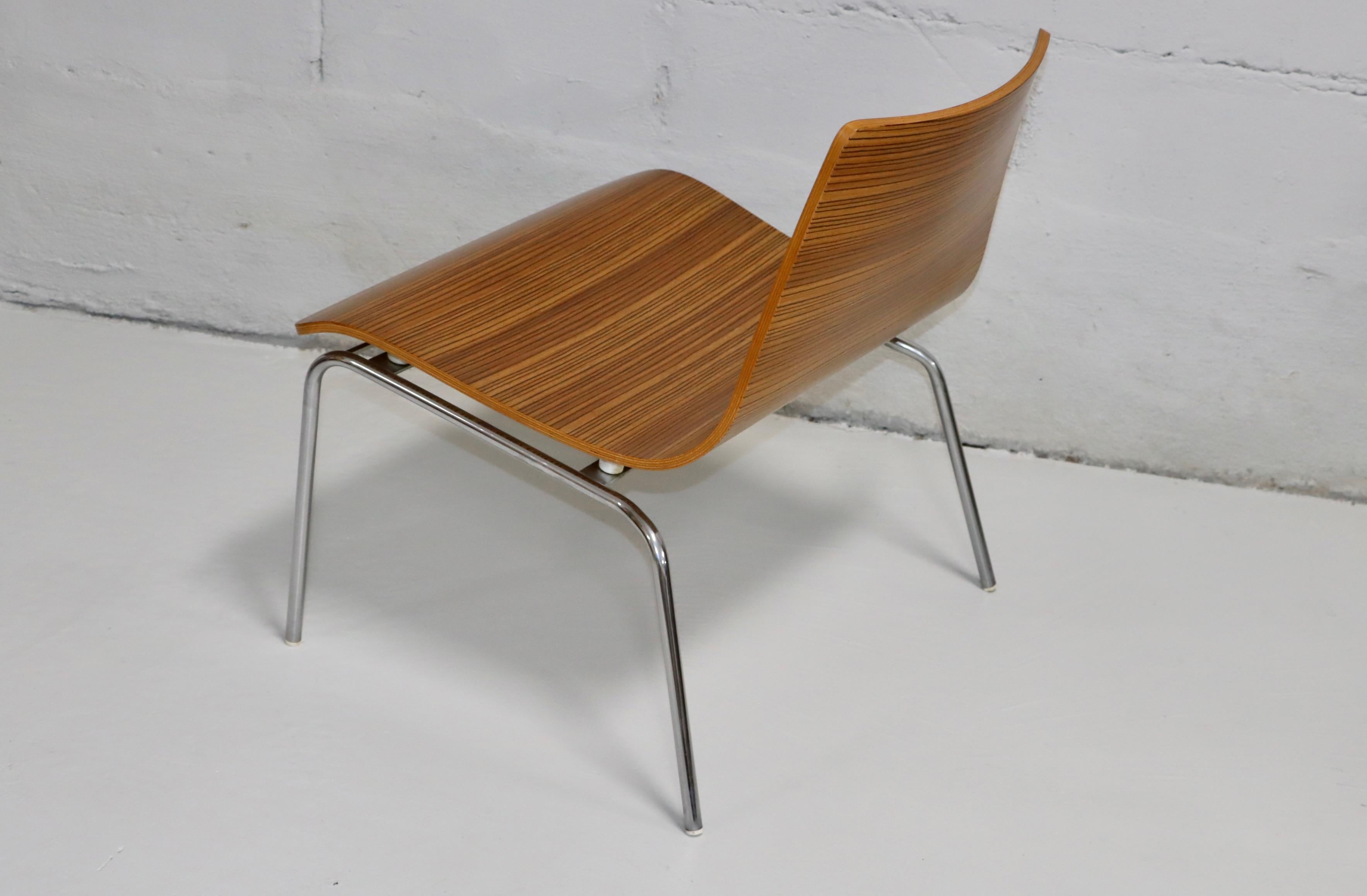 Billiani Zebra-wood And Chrome Slipper Chairs For Sale 2