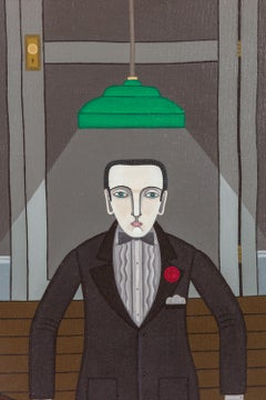 "Billiard Player" Oil on Canvas by Shigeo Okumura, Signed OKU 1976