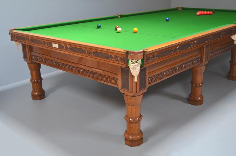 Billiard Snooker Antique Table Gothic Revival Carved Oak Orme