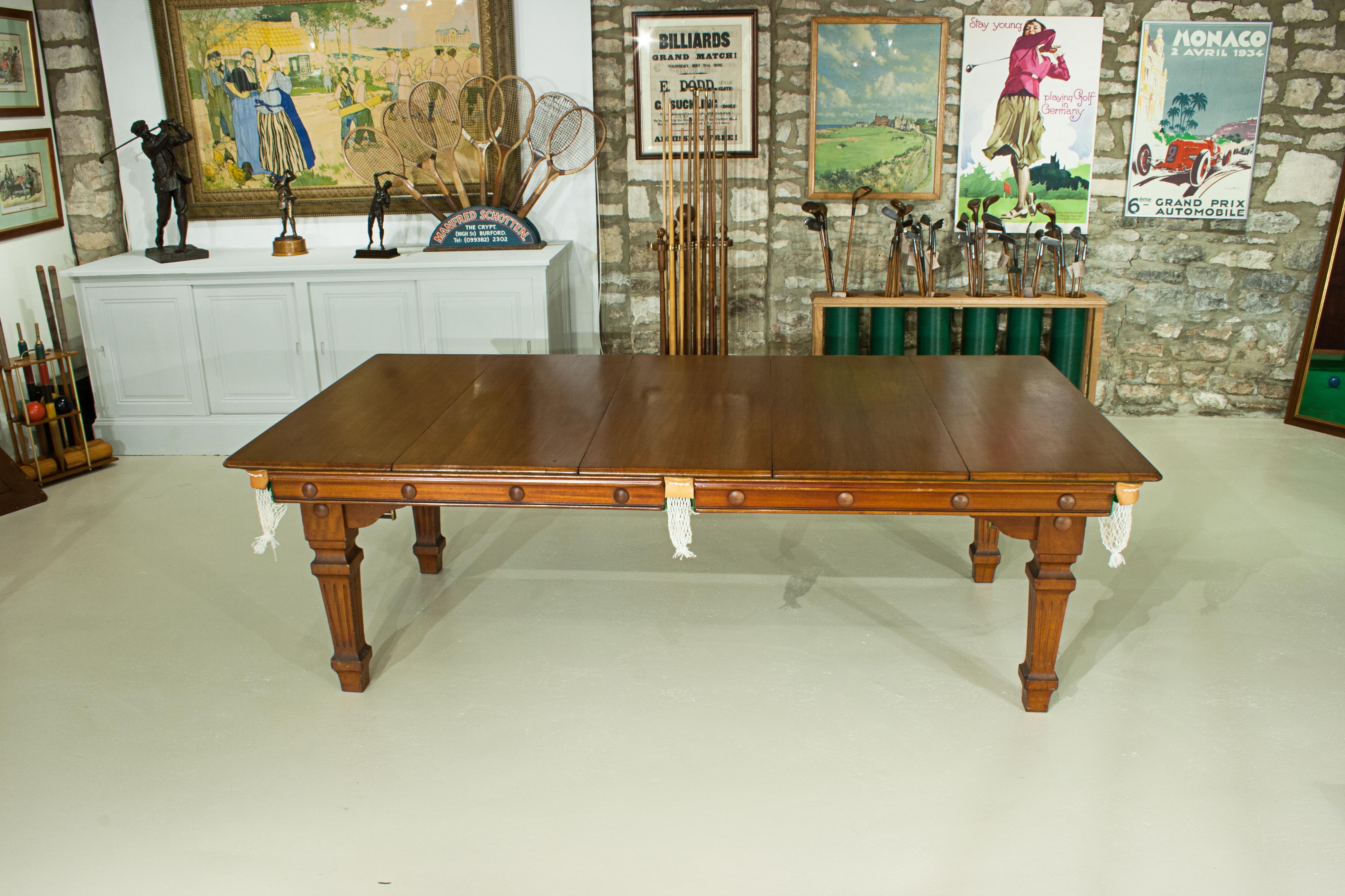 Mahogany Antique Billiard, Snooker Pool Dining Table