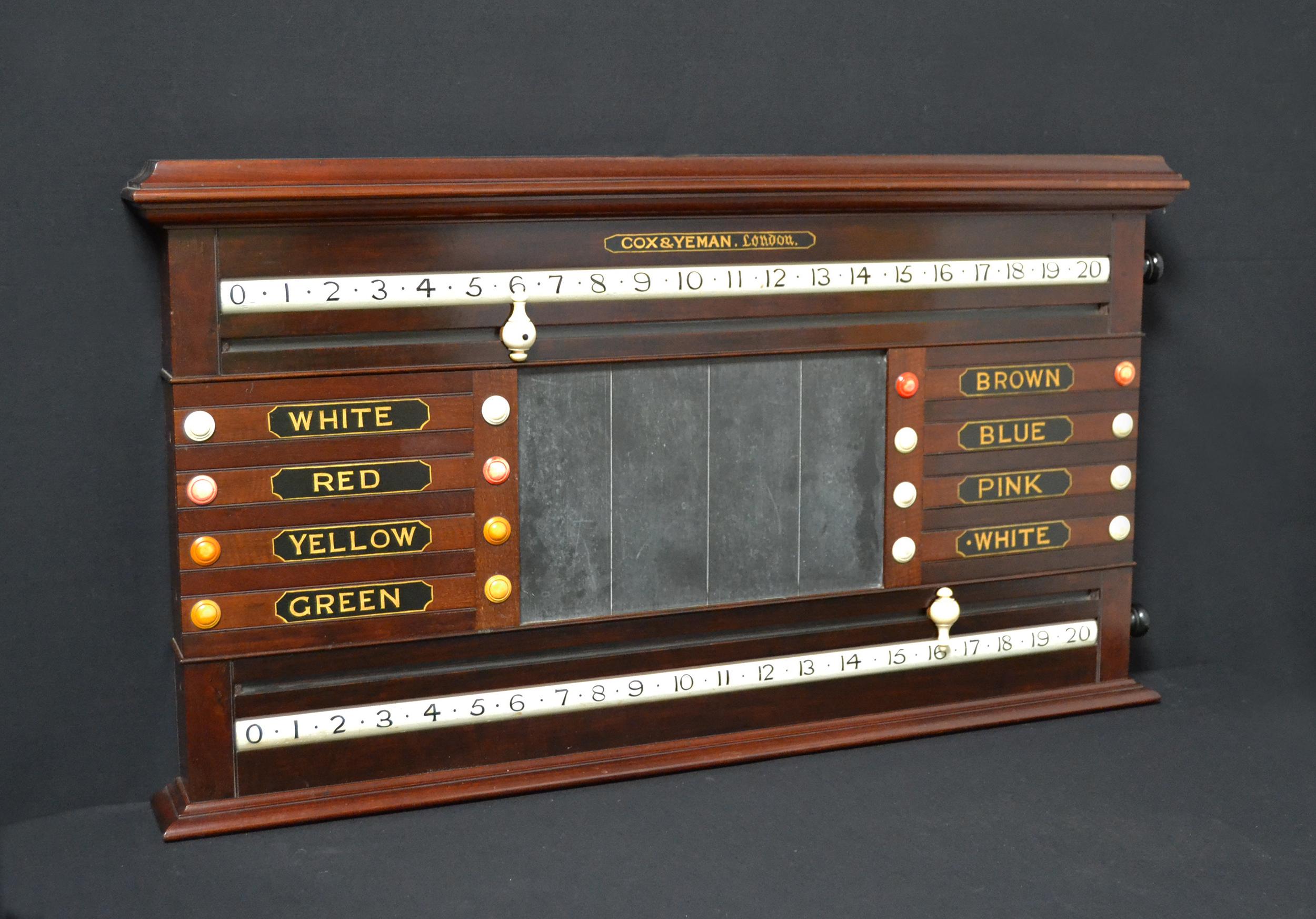 Late Victorian Billiard Snooker or Life Pool Scoring Board London For Sale