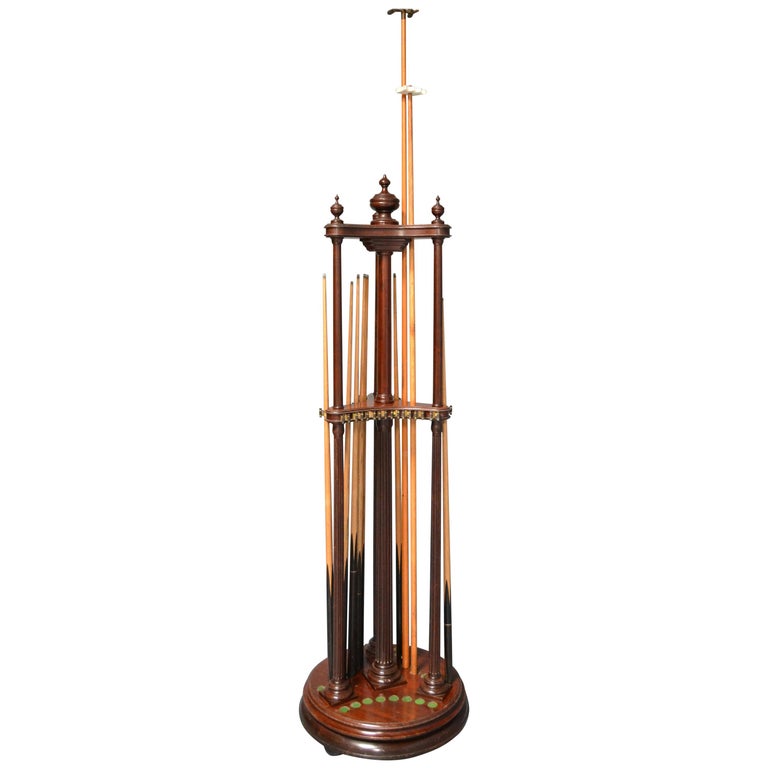 Billiard snooker pool cue stand revolving rack english victorian 1870