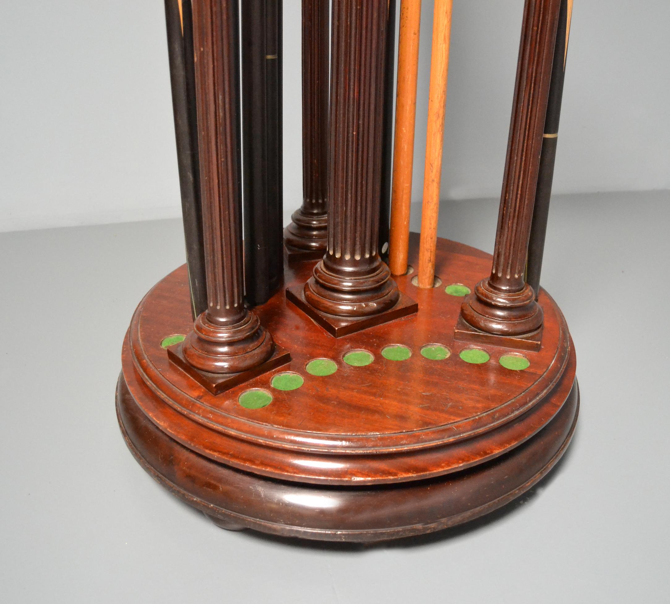 An exceptional mahogany billiard or snooker cue stand of country house proportions probably by 