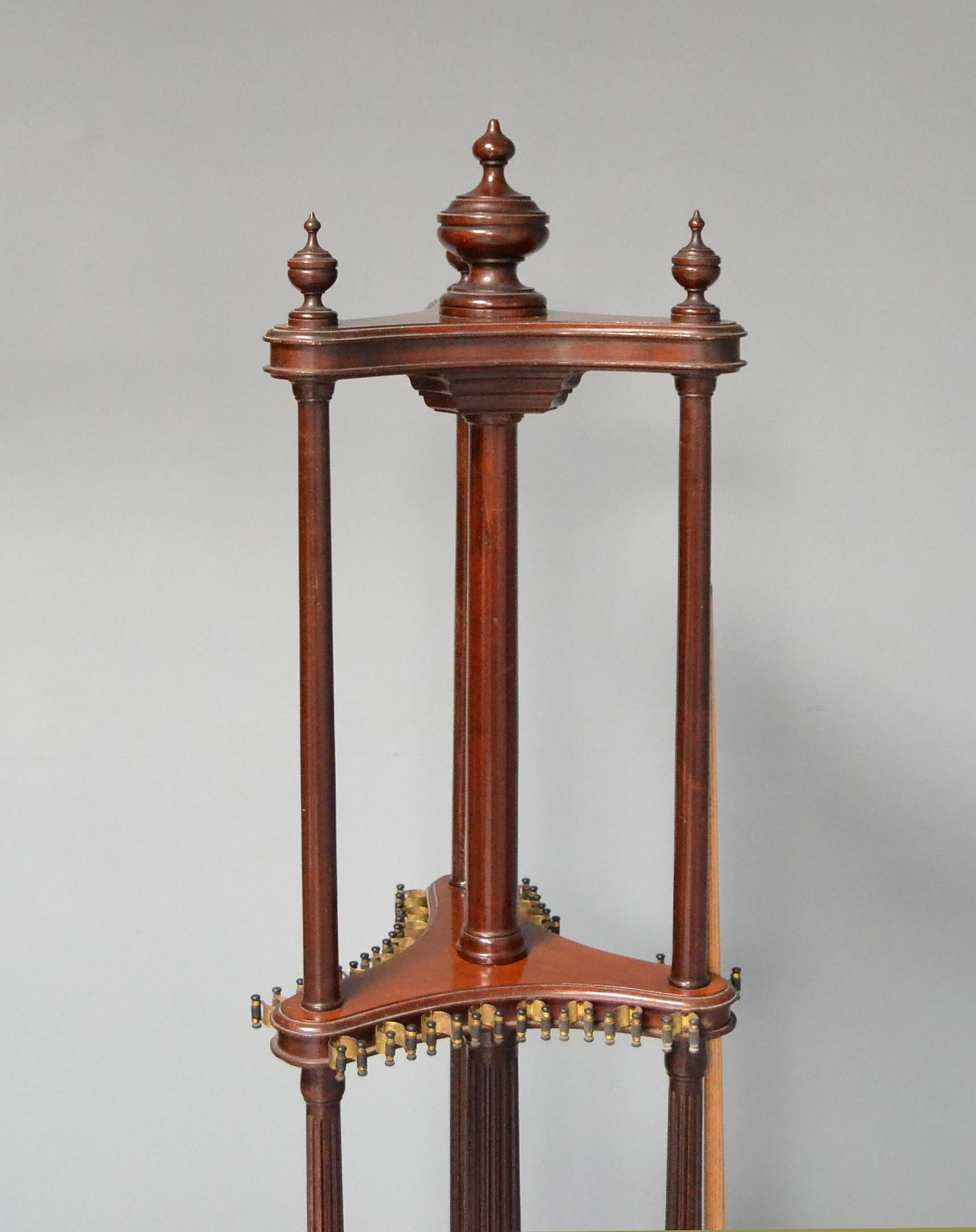 English Billiard Snooker Pool Cue Stand Revolving Freestanding Rack, Victorian, 1870