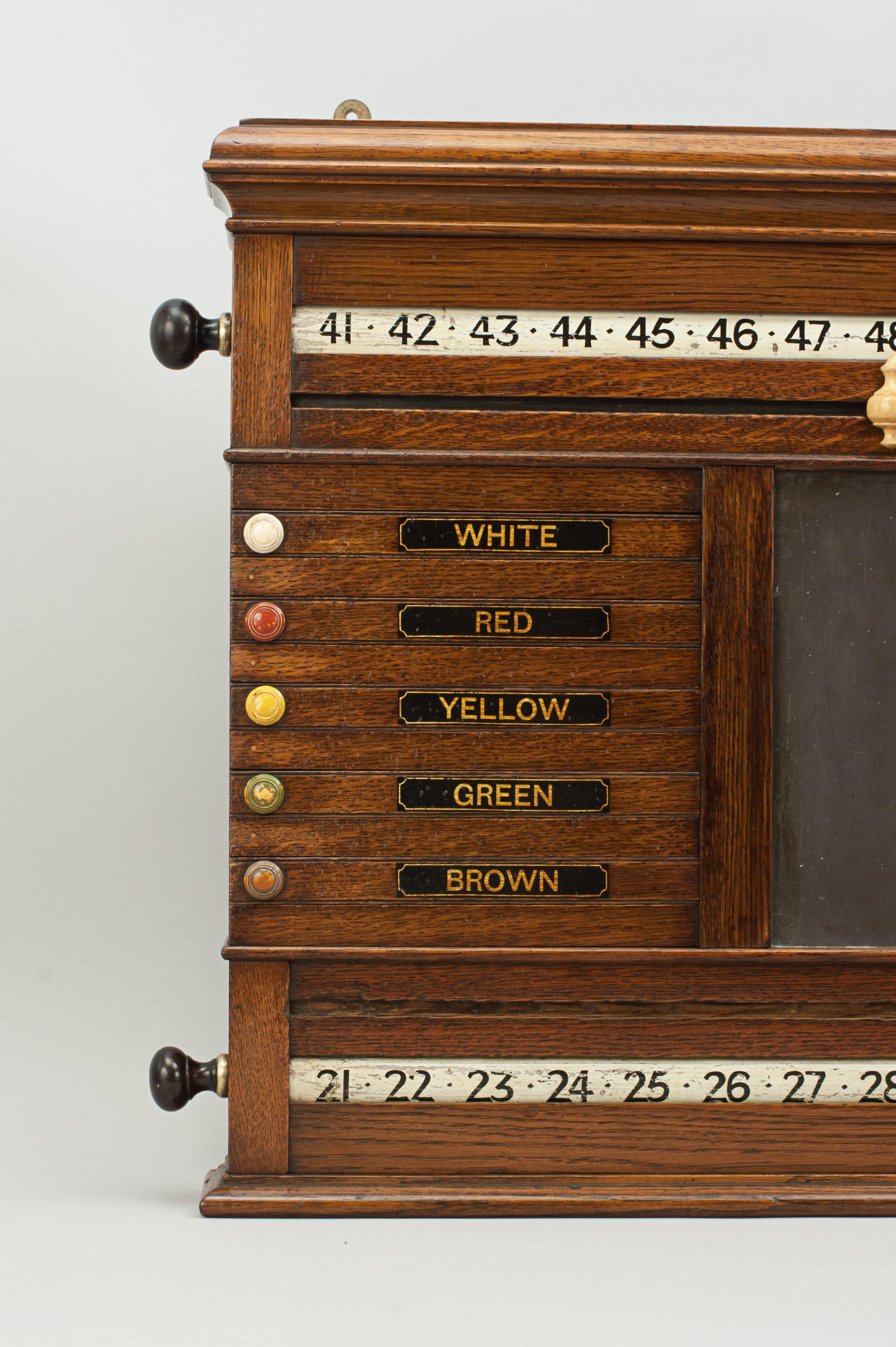 Billiard Snooker, Pool Score Board in Oak by Orme and Sons Manchester at 1stDibs