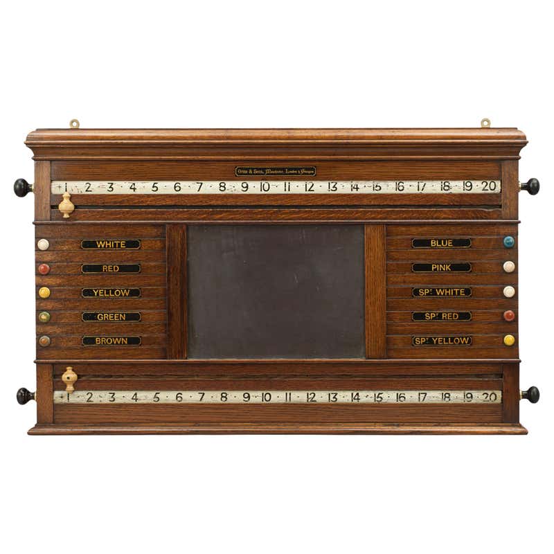 Victorian Oak Billiard, Lifepool Scoreboard with Cabinet For Sale at ...