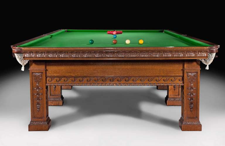 Edwardian Billiard Snooker Pool Table Antique 1910 Solid Oak For Sale