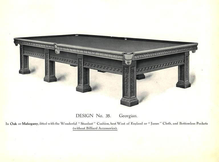 British Billiard Snooker Pool Table Antique 1910 Solid Oak For Sale