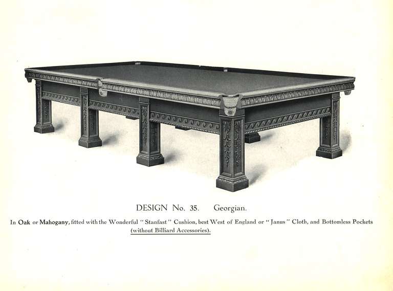 Billiard Snooker Pool Table Antique 1910 Solid Oak For Sale at 1stDibs