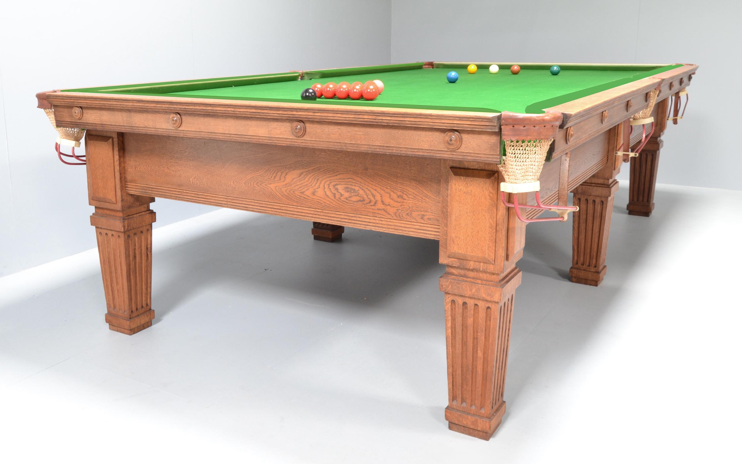 20th Century Billiard Snooker Pool Table Edwardian English Oak For Sale