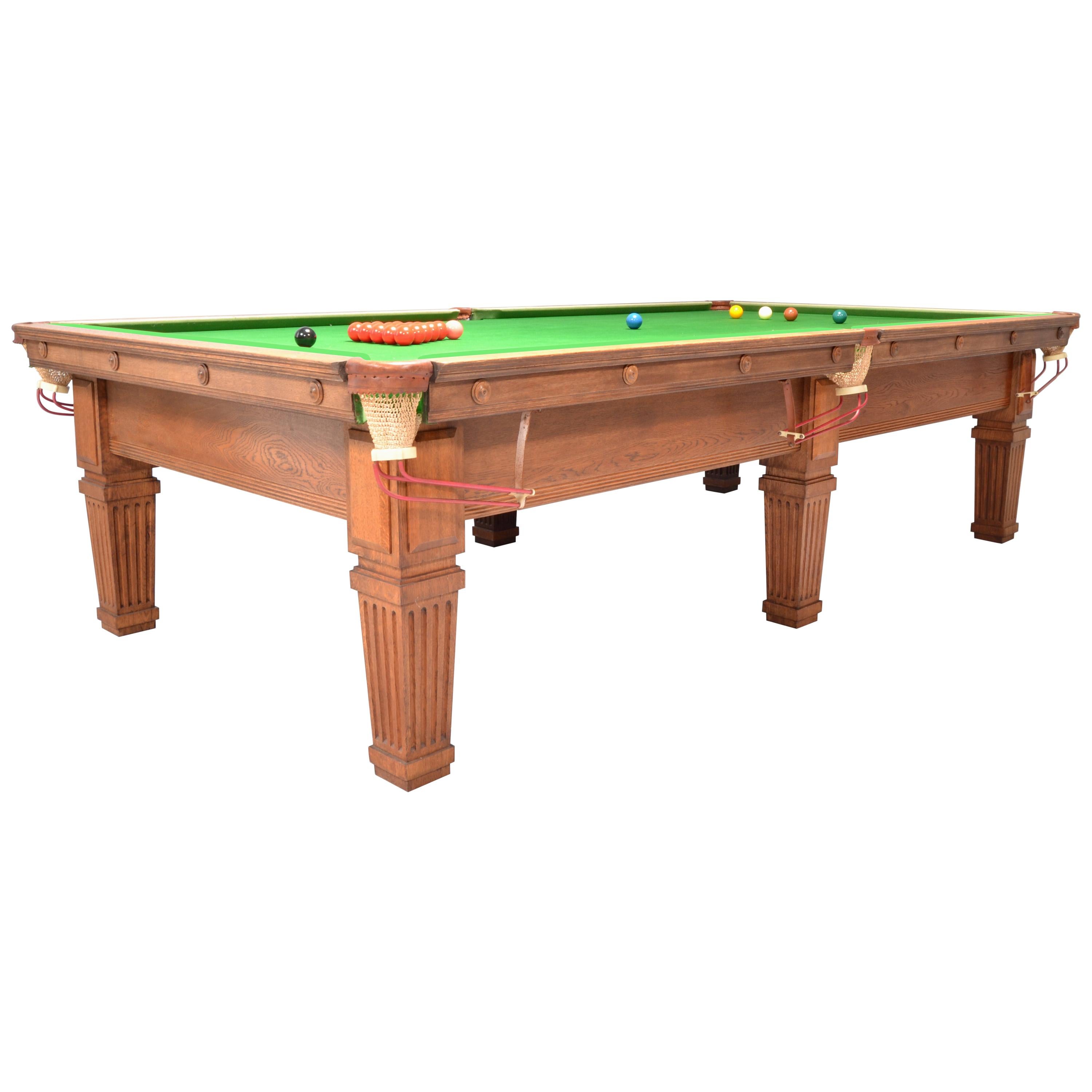 Billiard Snooker Pool Table Edwardian English Oak For Sale