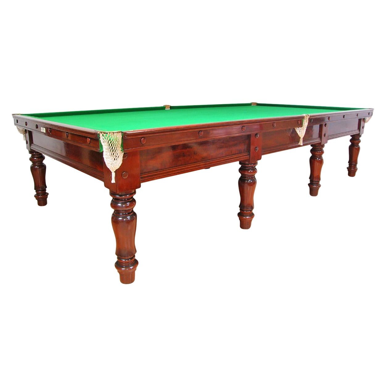 Billiard Snooker Pool Table, Elegant Mahogany, 1850 For Sale