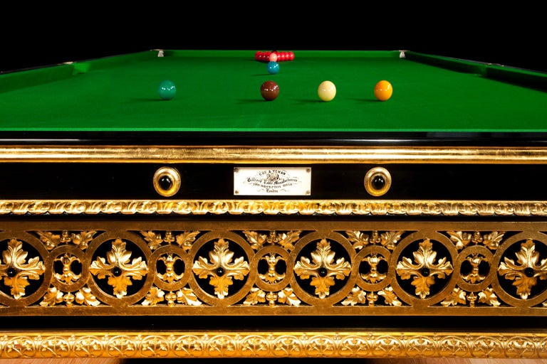 Billiard snooker pool table gilded carved english victorian london 1895