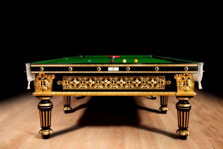 Billiard snooker pool table gilded carved english victorian london 1895 For Sale at 1stdibs Billiard snooker pool table gilded carved english victorian london 1895 For Sale at 1stdibs