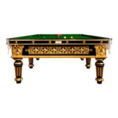Antique Billiard Snooker POOL Table Gilded Carved English, London, 1895