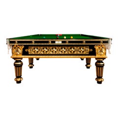 Table de billard plongée dorée et sculptée Anglaise, Londres, 1895