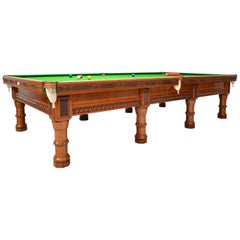 Billiard Snooker Pool Table Gothic Revival Carved Oak Orme Manchester England