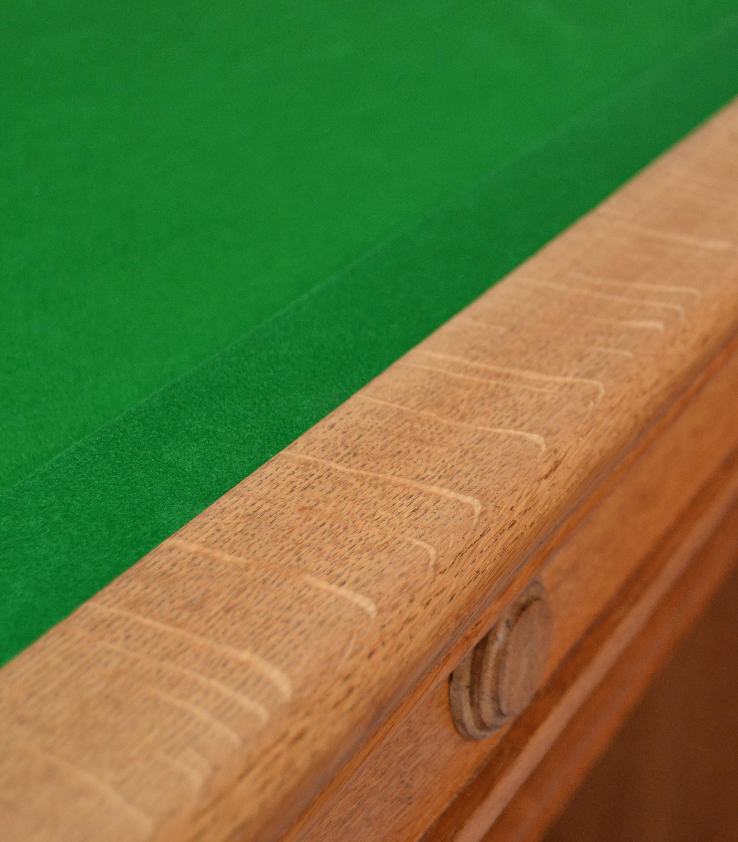 English Billiard Snooker Pool Table Oak Arts & Crafts Glasgow School Design, 1910 For Sale