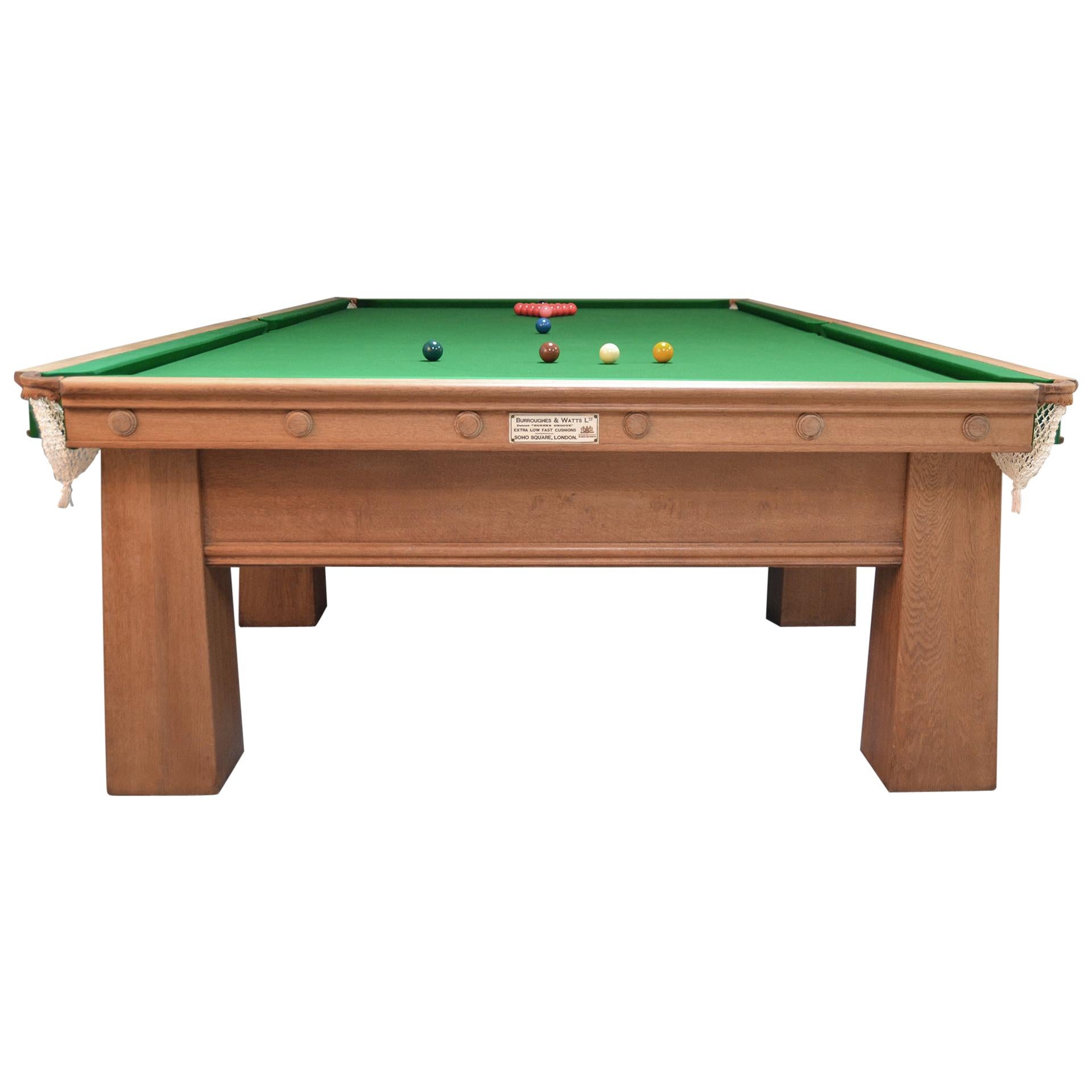 Billiard Snooker Pool Table Oak Arts & Crafts Glasgow School Design, 1910 For Sale