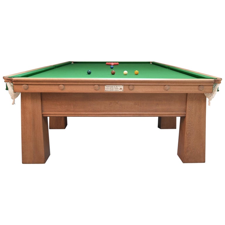 Billiard Snooker Pool Table Oak Arts and Crafts Glasgow School Design