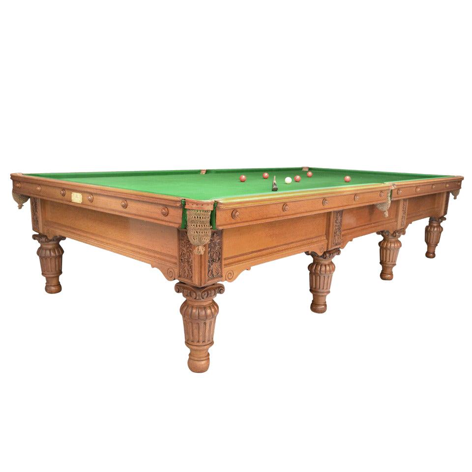 Billiard Snooker Pool Table Victorian Oak by George Wright, London, England For Sale