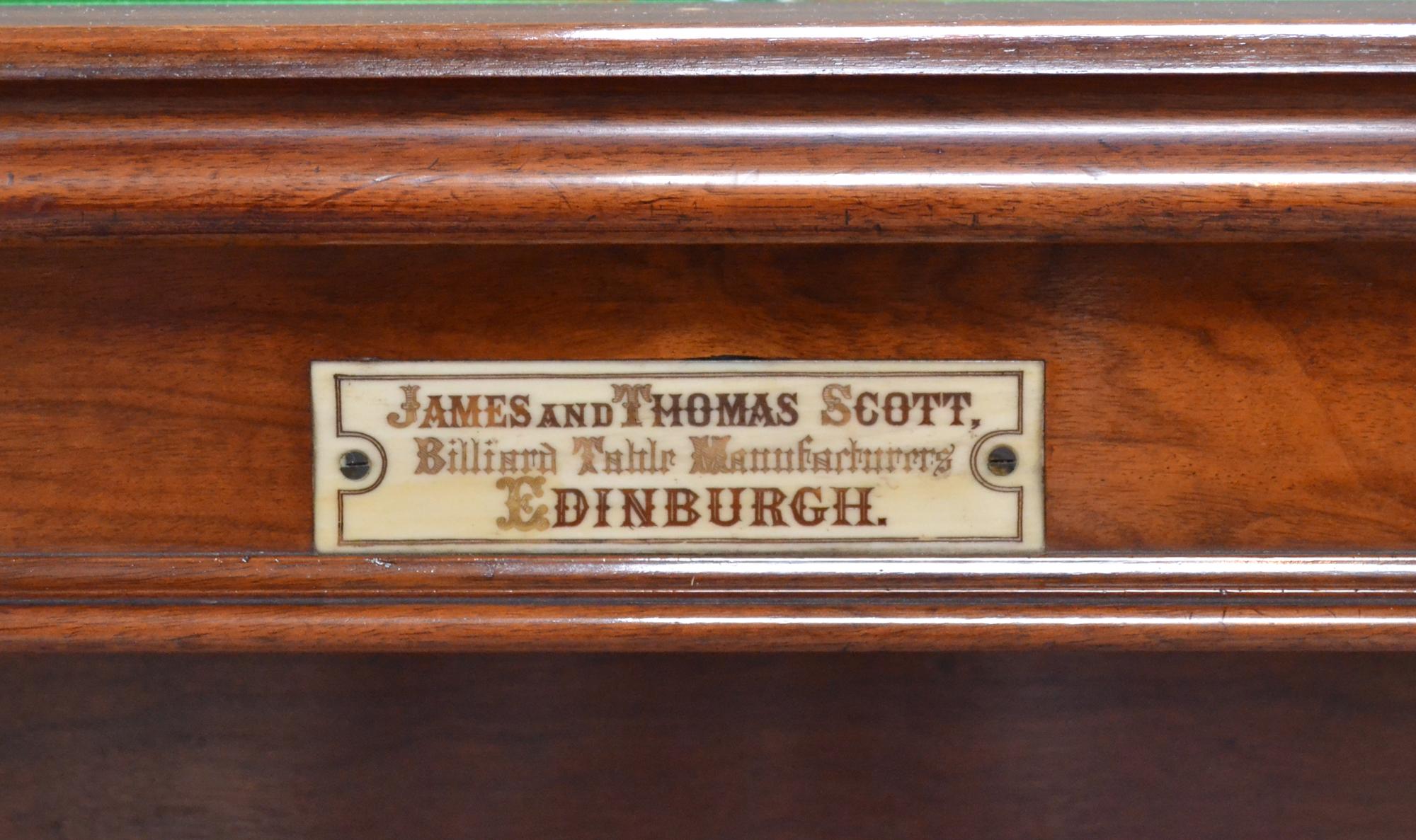 Billiard Snooker Pool Table Walnut Made 1870 Scott Edinburgh In Good Condition For Sale In Chilcompton, Radstock