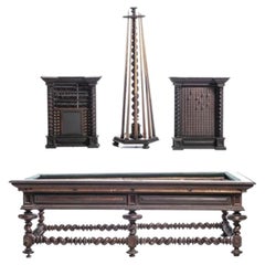 Billiard table with cue rack and scoreboard made of Noble Wood - 19th century