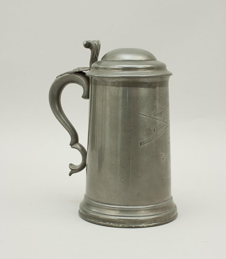 Billiard Trophy, Pewter Tankard Hinged Dome Topped Lid For Sale at 1stDibs